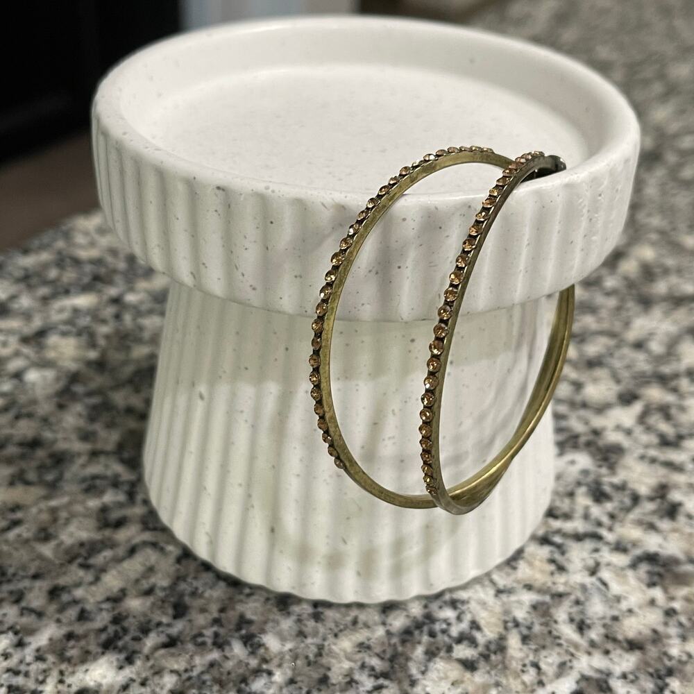 New Buckle Brushed Gold Gemstone Large Hoop Earrings